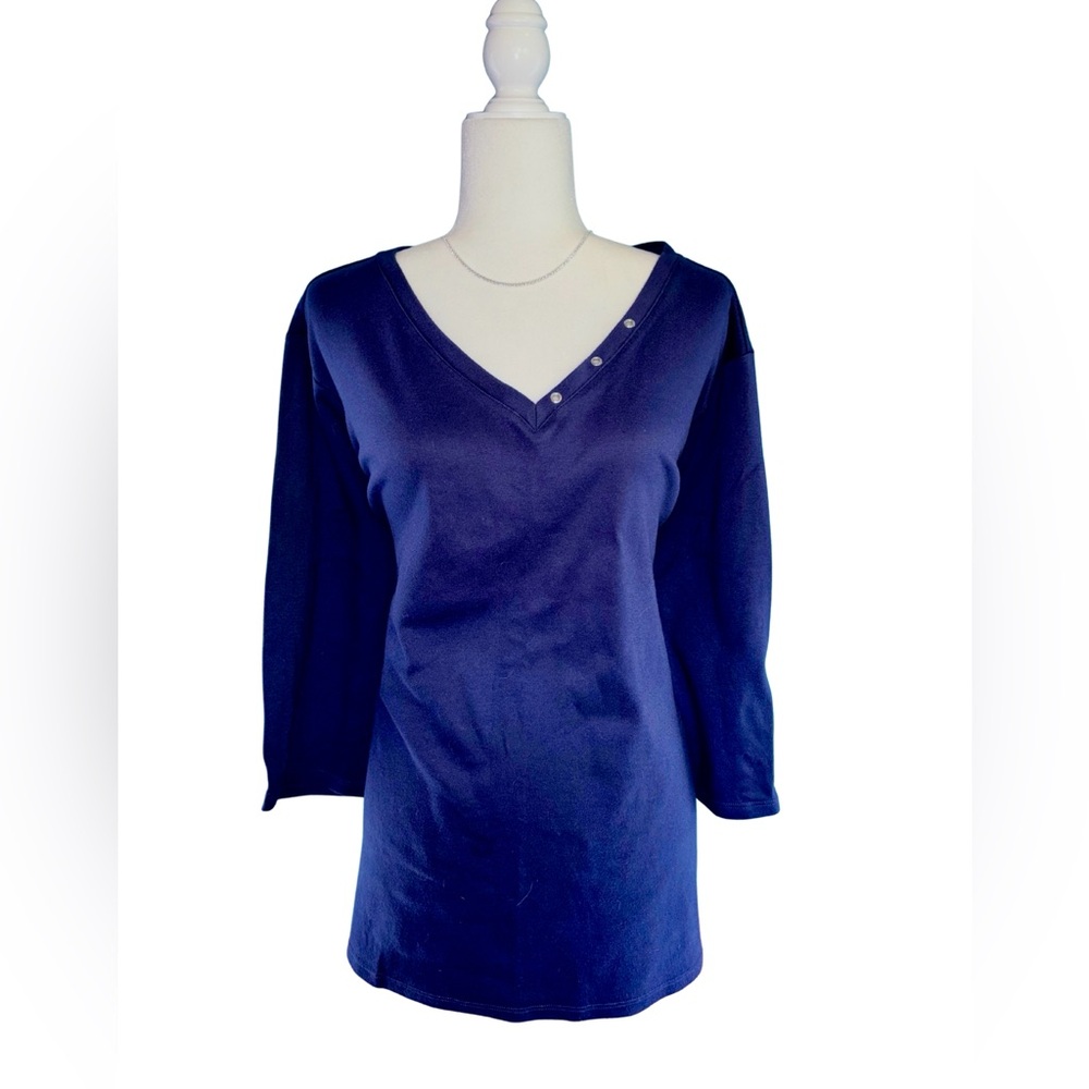 Sport Savvy Navy Blue 3 Ring V-Neck Henley Long Sleeve Tunic Size 4X